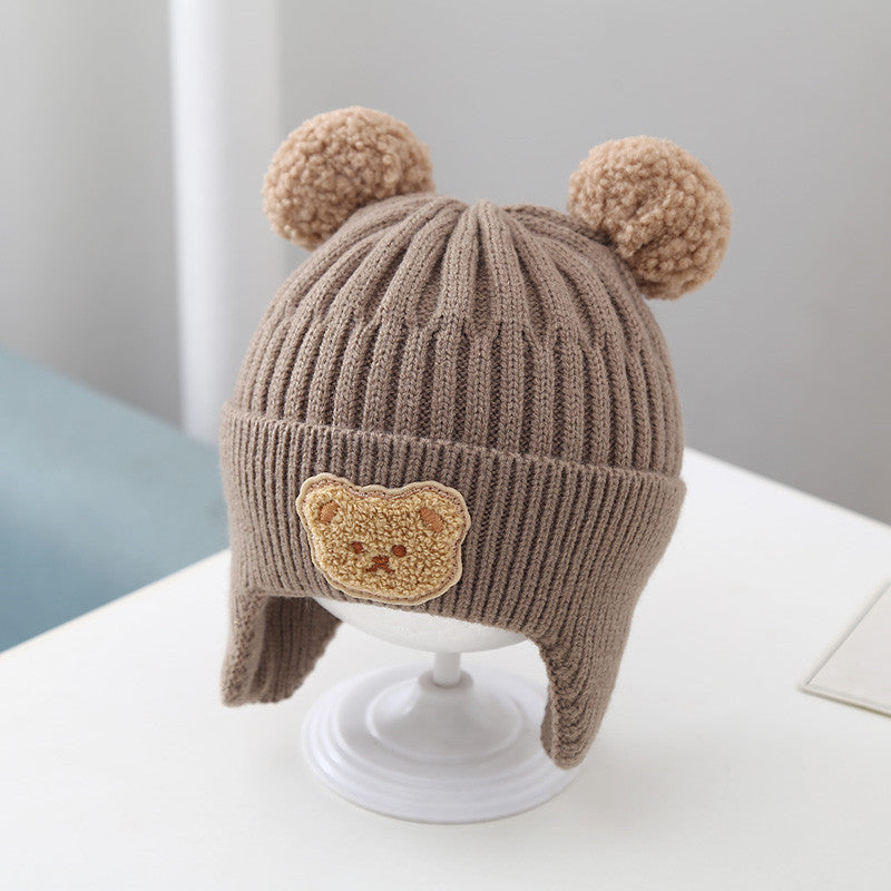 Chapeau de bébé Chaud Arflaps Cap Cute Bear Cap en laine tricotée bébé