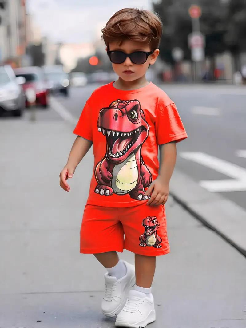 Ensemble à manches courtes de style dinosaure pour jeunes enfants