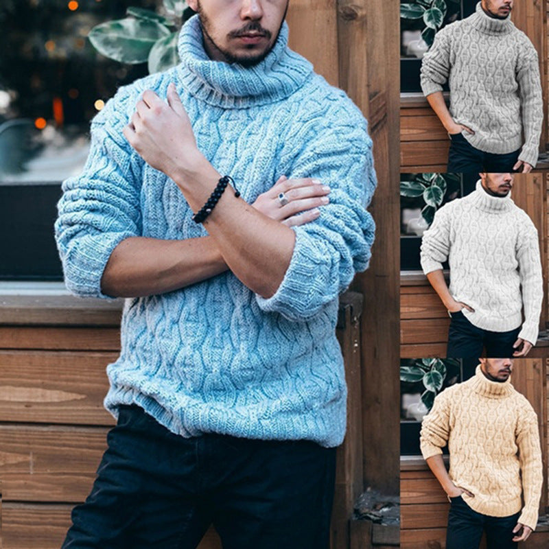 Homme Couleur solide Tendance Tendance Col Tortue Chandail tricoté