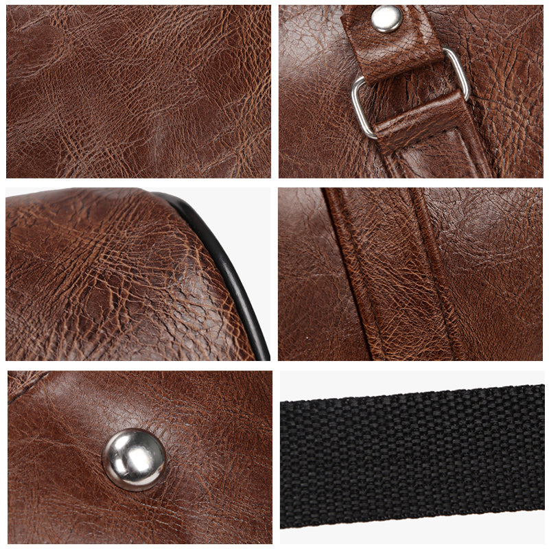 Hommes PU cuir Duffle Gym Bag Week-end Bagage Voyage Sac à main occasionnel Holdall