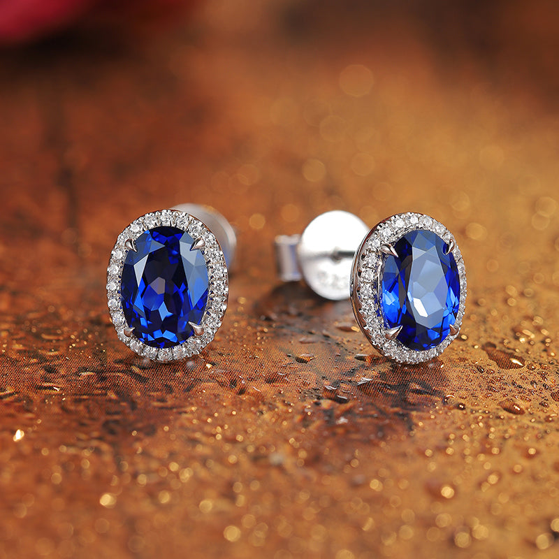 S925 Boucles d'oreilles en saphir rubis, en argent 1,9g