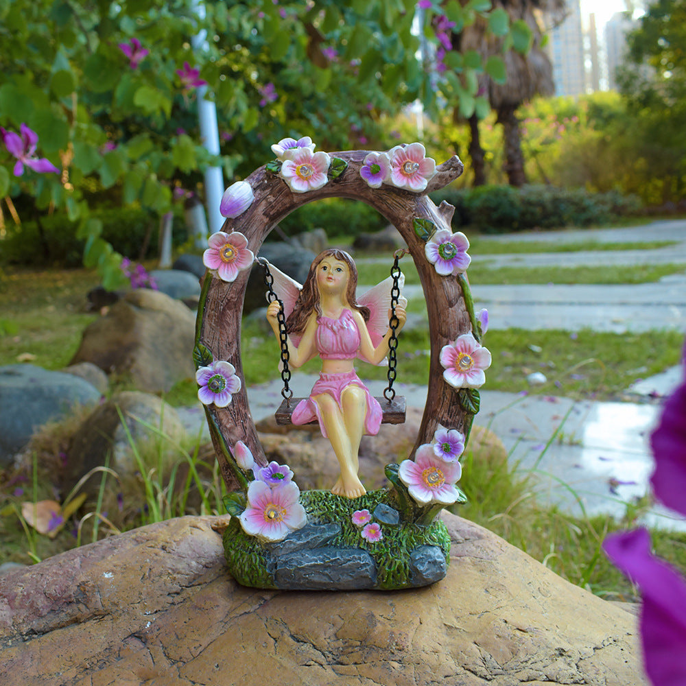 Resin Swing Angel Craft Mini lumière de nuit pour les ornements décoratifs de balcon