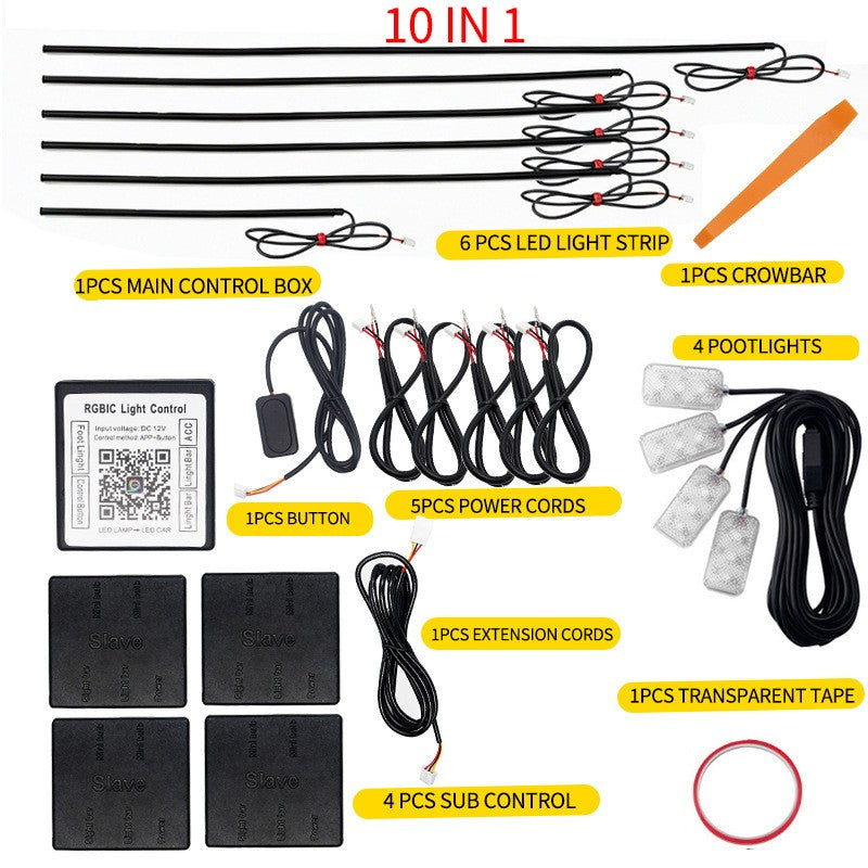 10in1 Full LED perles Symphony Dream voiture d'intérieur éclairage ambiant sans fil Kit