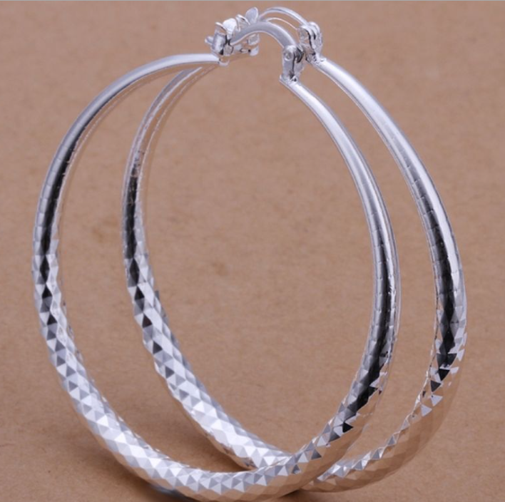 925 Boucles d'oreilles de boucles de boucles d'oreilles exagérées en argent