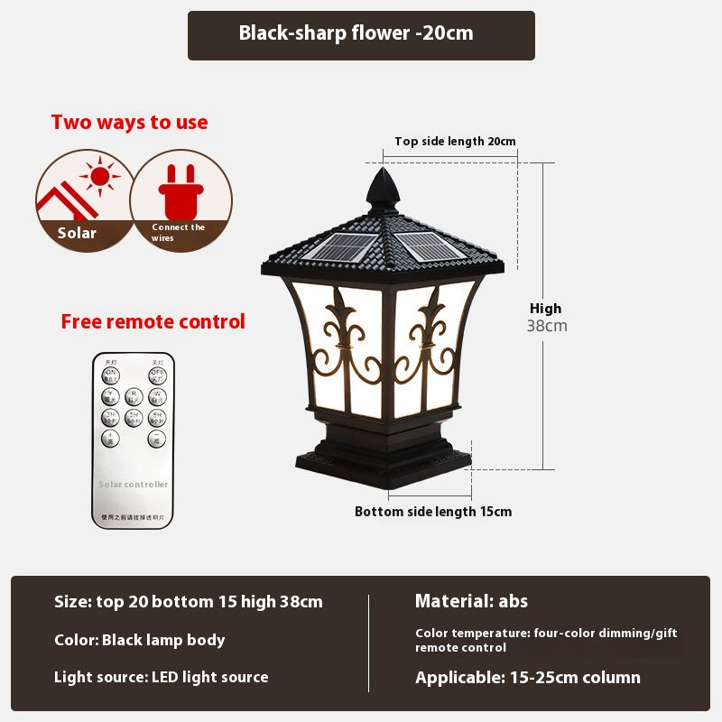 Lampe solaire à pilier extérieur étanche