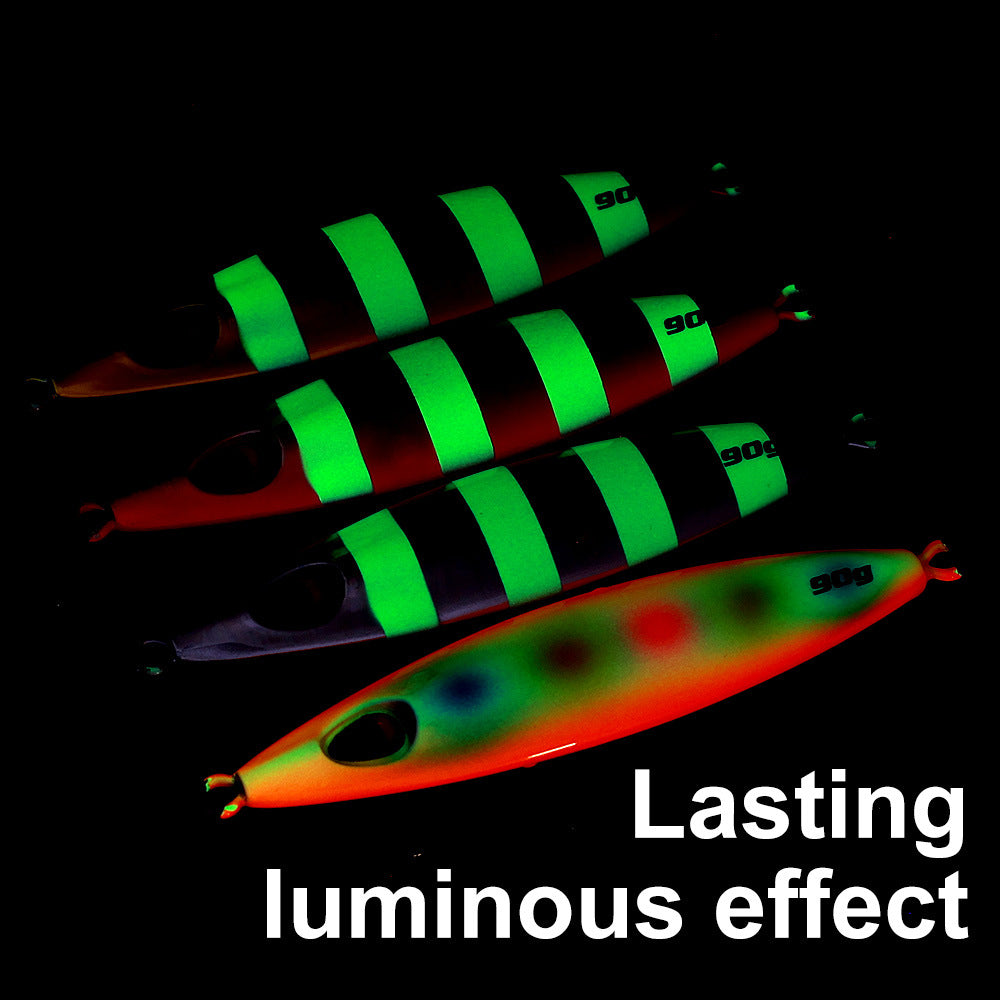 60g 90g UV Lumineux pêche en mer à bascule lente plaque de fer Lure de bateau