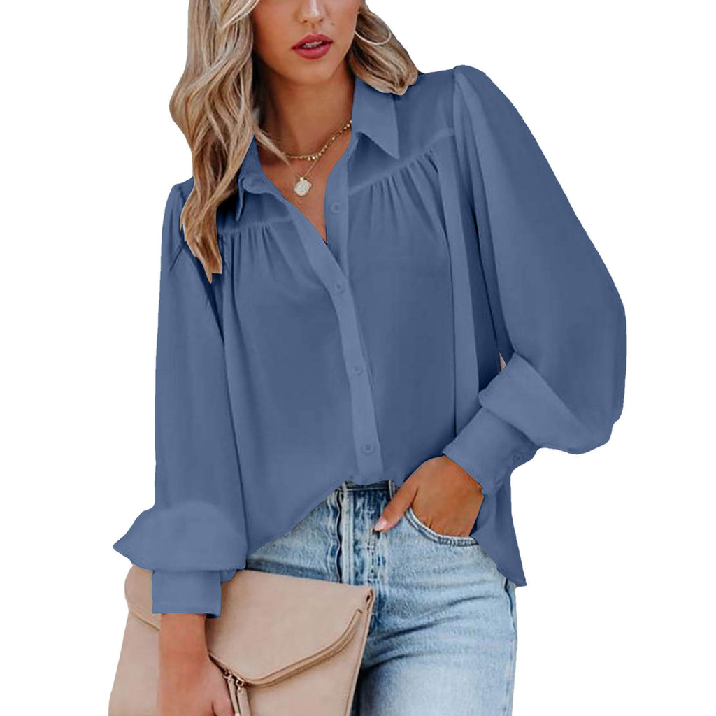 Tie-Up Amazon Manches de lanterne plissées Collier de support de couleur solide