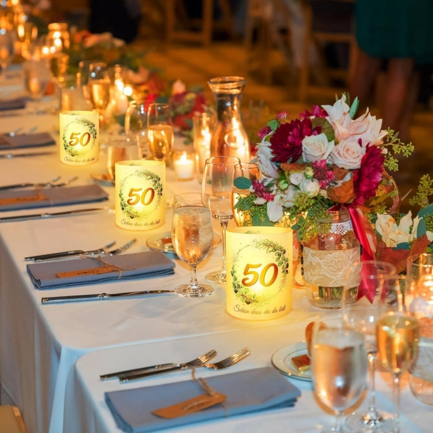 Décorations de table de lanterne de 12 paquets pour anniversaire de mariage doré