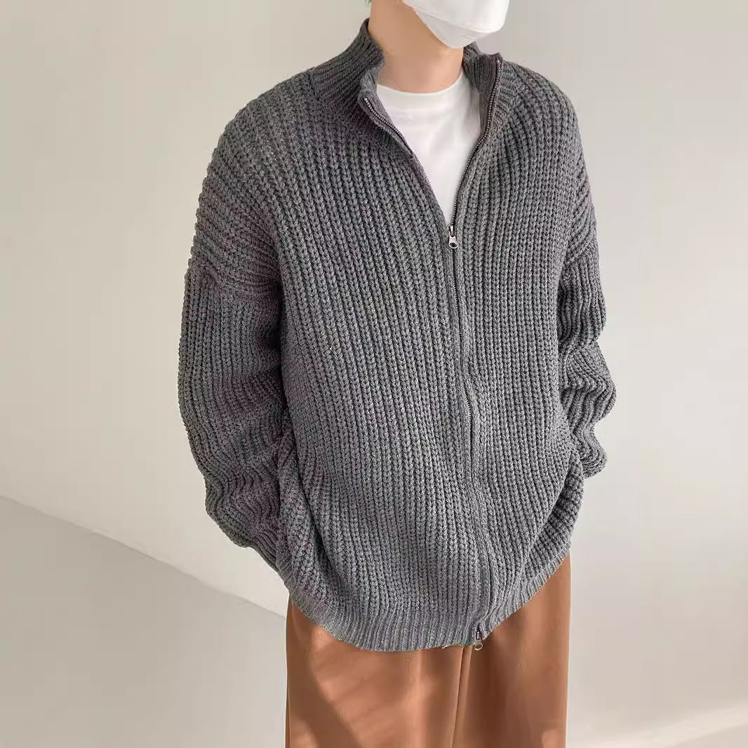Demi-col de tortue hommes printemps et automne All-matching style lazy Solid couleur sweater manteau