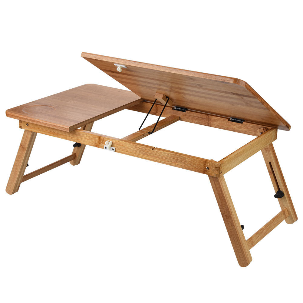 Portable pliable en bois Bamboo Table pour ordinateur portable Canapé-lit Bureau Support pour ordinateur portable réglable 62*34