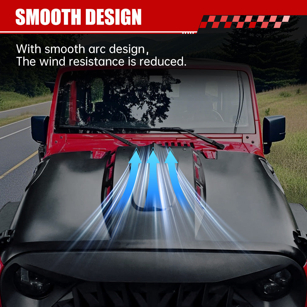 Le capot de remplacement de style Avenger compatible avec J Eep Wrangler JK JKU 2007-2018