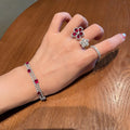 Couleur brillant Crimson Gemstone Fleur Raisin Purple Zircon Shining Diamond Fleur Anneau