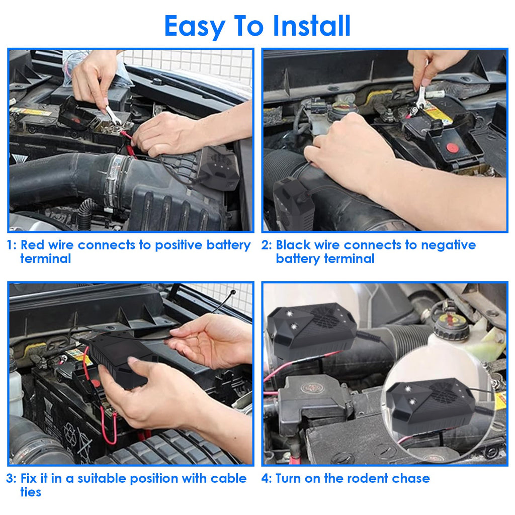 2 Pack Sous Hood Ultrasonic Rodent Repeller Rodent Control Deterrent Chaser Blocker pour V