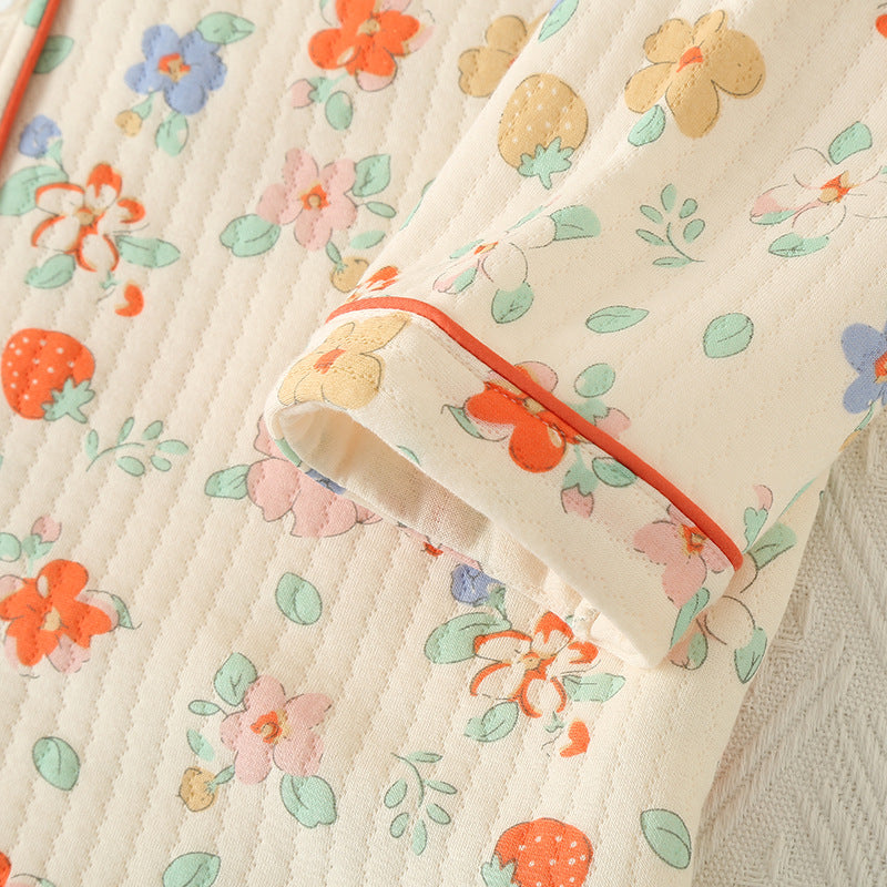 Pyjamas Lapels à la maison, lavés de trois couches