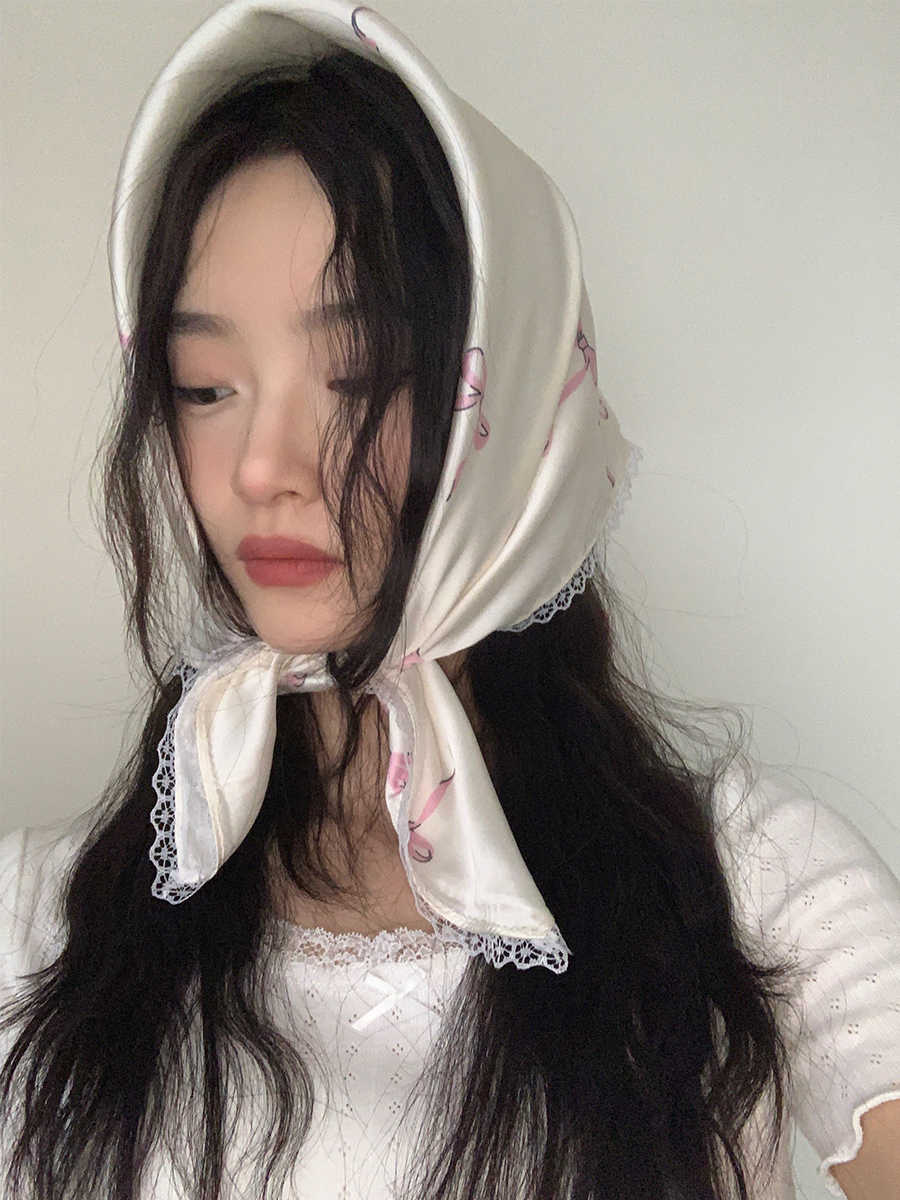 Bow petite serviette carrée femmes mince écharpe de soie de haute qualité