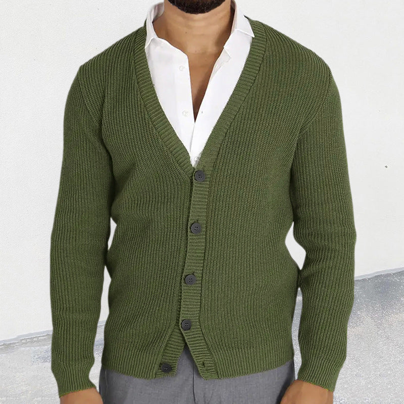 Chandail à manches longues à col en V pour hommes tricoté à la mode
