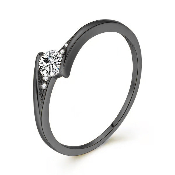 Bague de fiançailles ronde en alliage d'or pour hommes