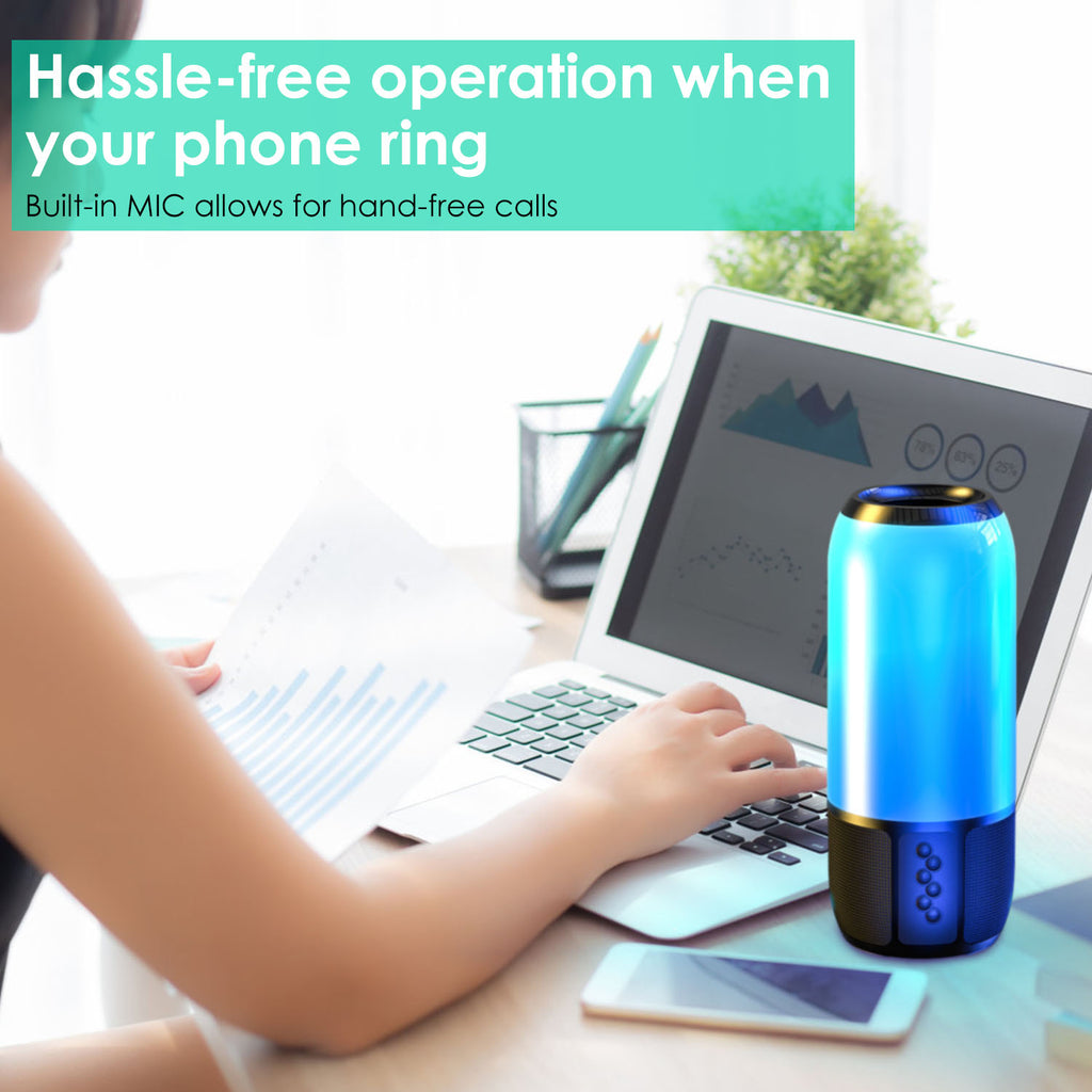 1Pc Haut-parleur portable sans fil Haut-parleur stéréo avec 6 lumières changeantes de couleur