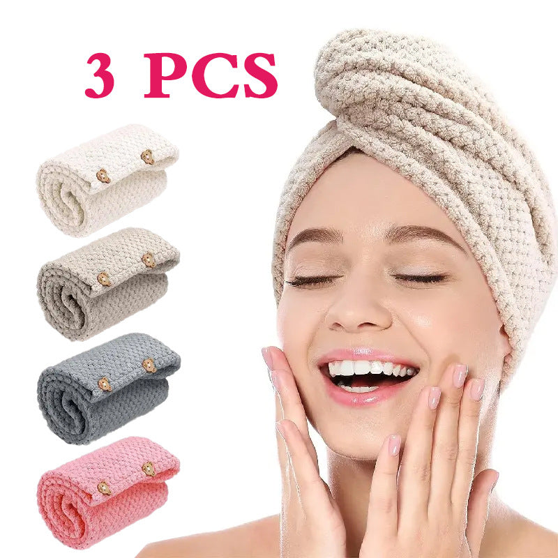 Femmes Coral Fleece Coiffure de séchage Cap Hautement Absorbant Séchage rapide Ananas Serviette de Weave Fo