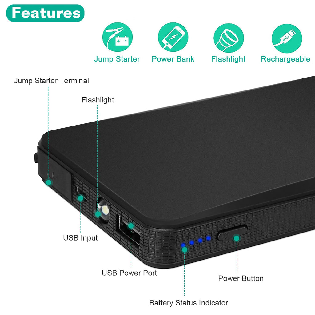 Démarreur de voiture de 12V Jumper 400A Peak 20000mAh Chargeur de batterie Power Bank Portable Power Booste