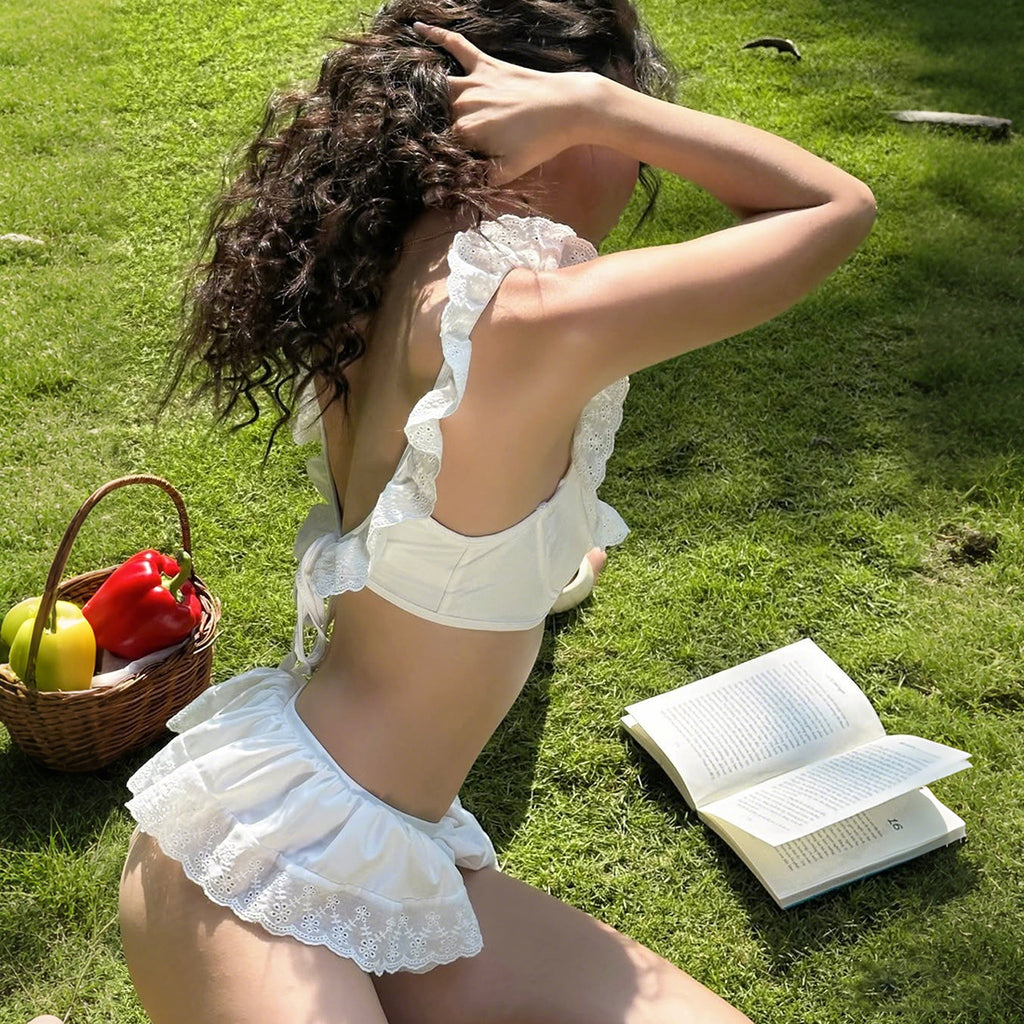 Maillot de bain en V-Neck à haute portée rayé pour femmes