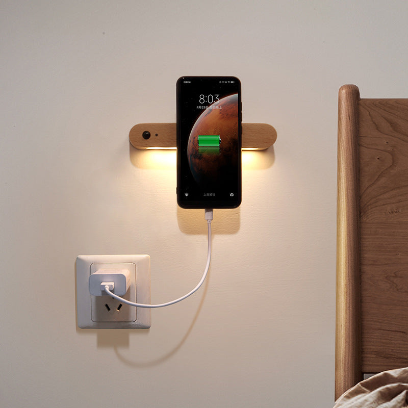 Simple hêtre corps humain induction lampe chambre à coucher intelligent contrôle de la lumière Led Armoire Magn