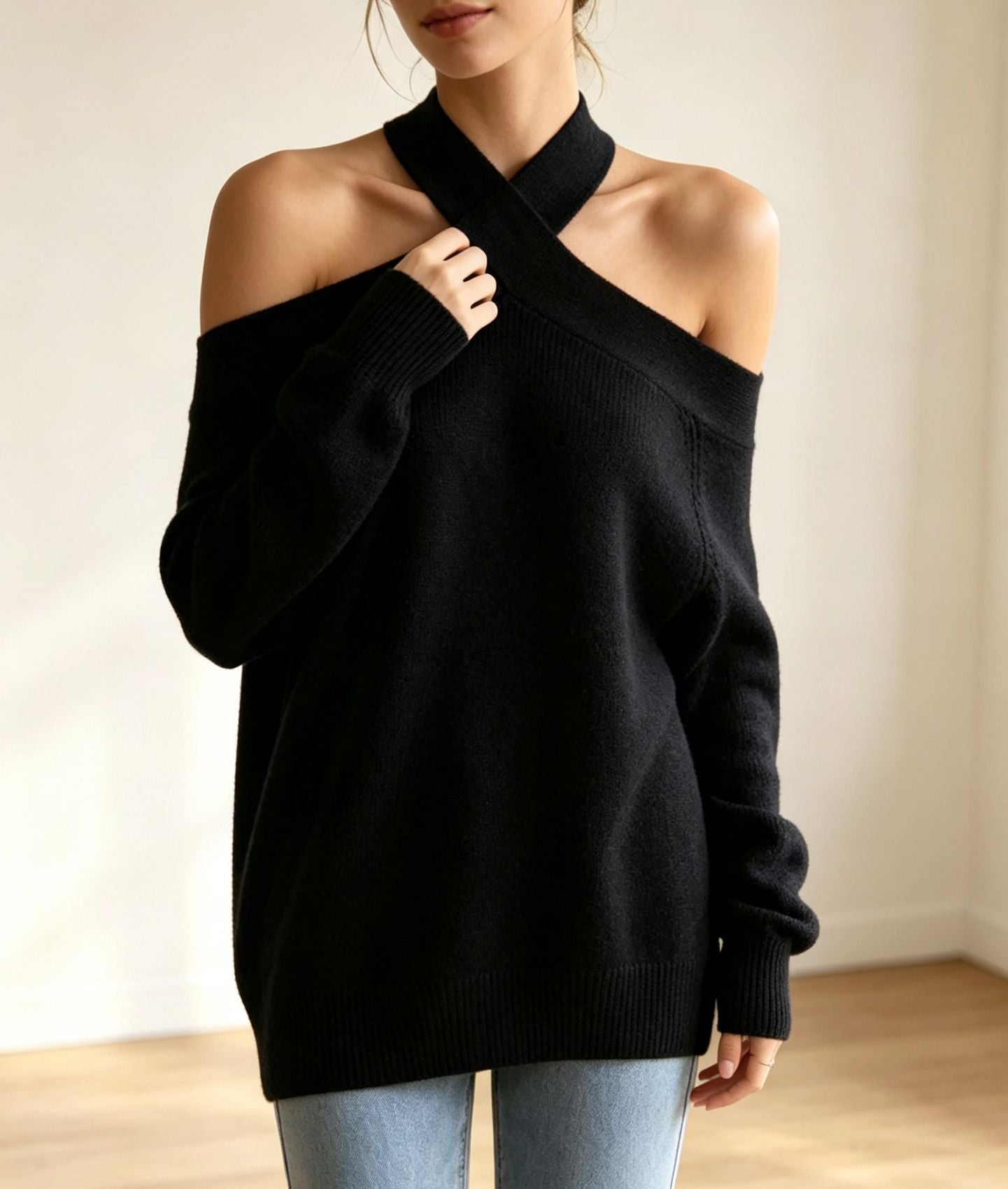 Halterneck Pull-over tricoté pour les femmes