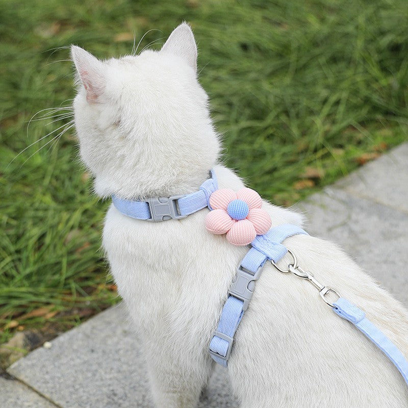 Cat Cartoon Leash Pour l'extérieur avec Ajusteur en forme de I pour prévenir l'évasion