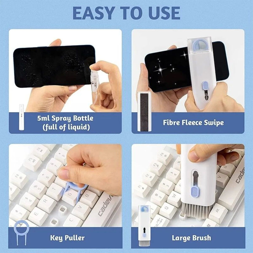 7 En 1 Kit de nettoyage de clavier d'ordinateur Pinceau de nettoyage d'oreiller pour clavier d'écouteur Clea
