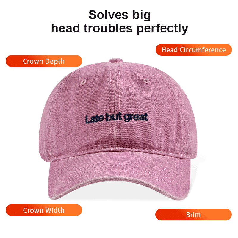 Late But Great Brodé Vintage Lavé Baseball Cap réglable Unisexe Casual Chapeau de papa