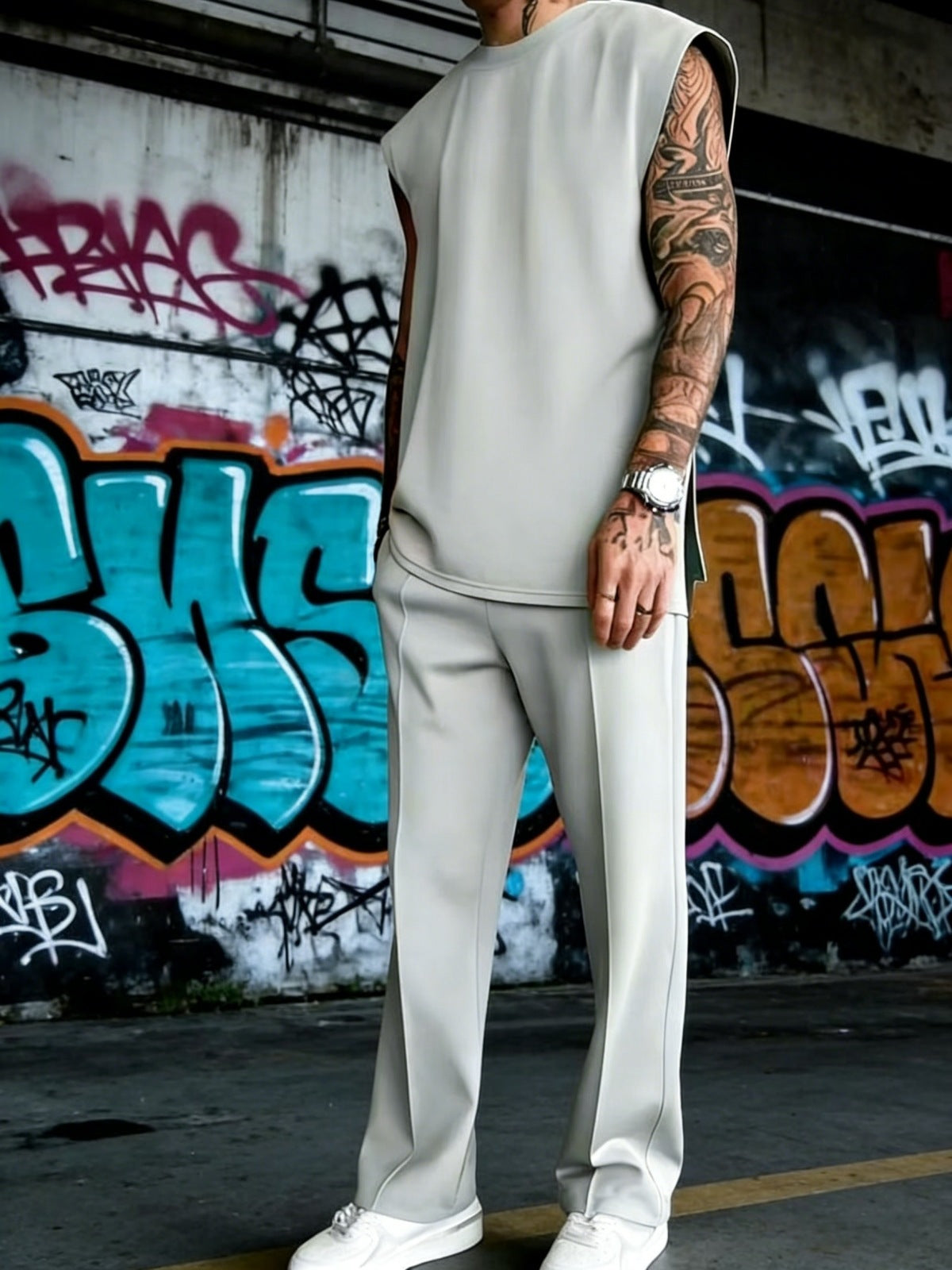 Ensemble de cous d'équipage sans manches pour hommes occasionnels