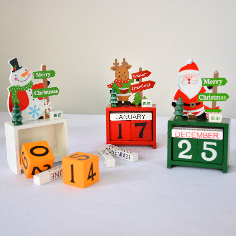 Décorations de Noël Calendrier de bureau en bois Petits ornements Calendrier de bureau Jouet pour enfants