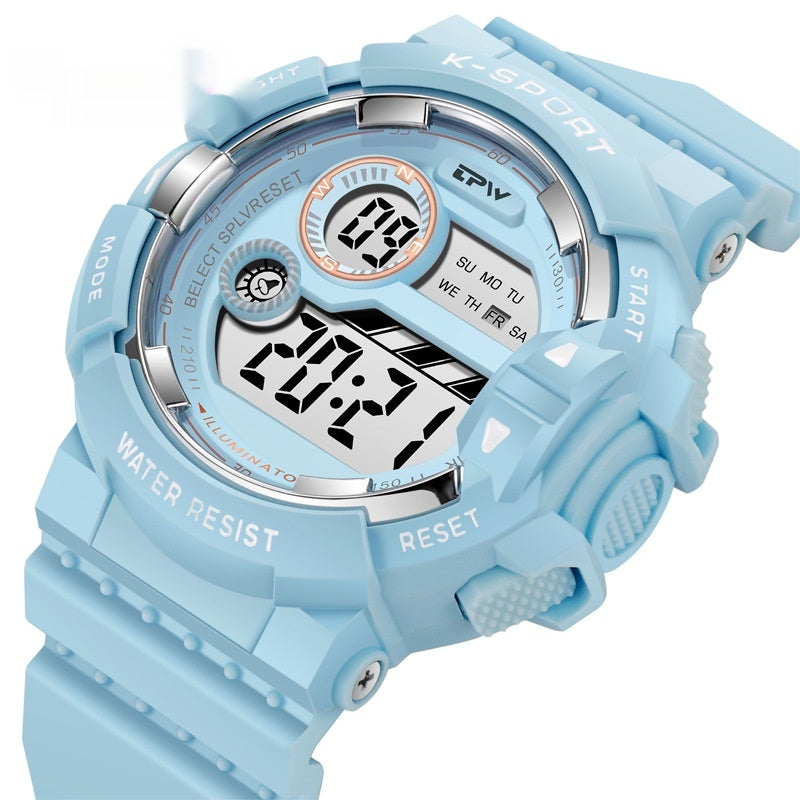 Lumineux Multifonctionnel Étudiant Sports Montre électronique étanche pour enfants