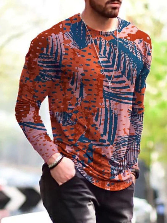Manches longues hommes T-Shirt en bas Col rond