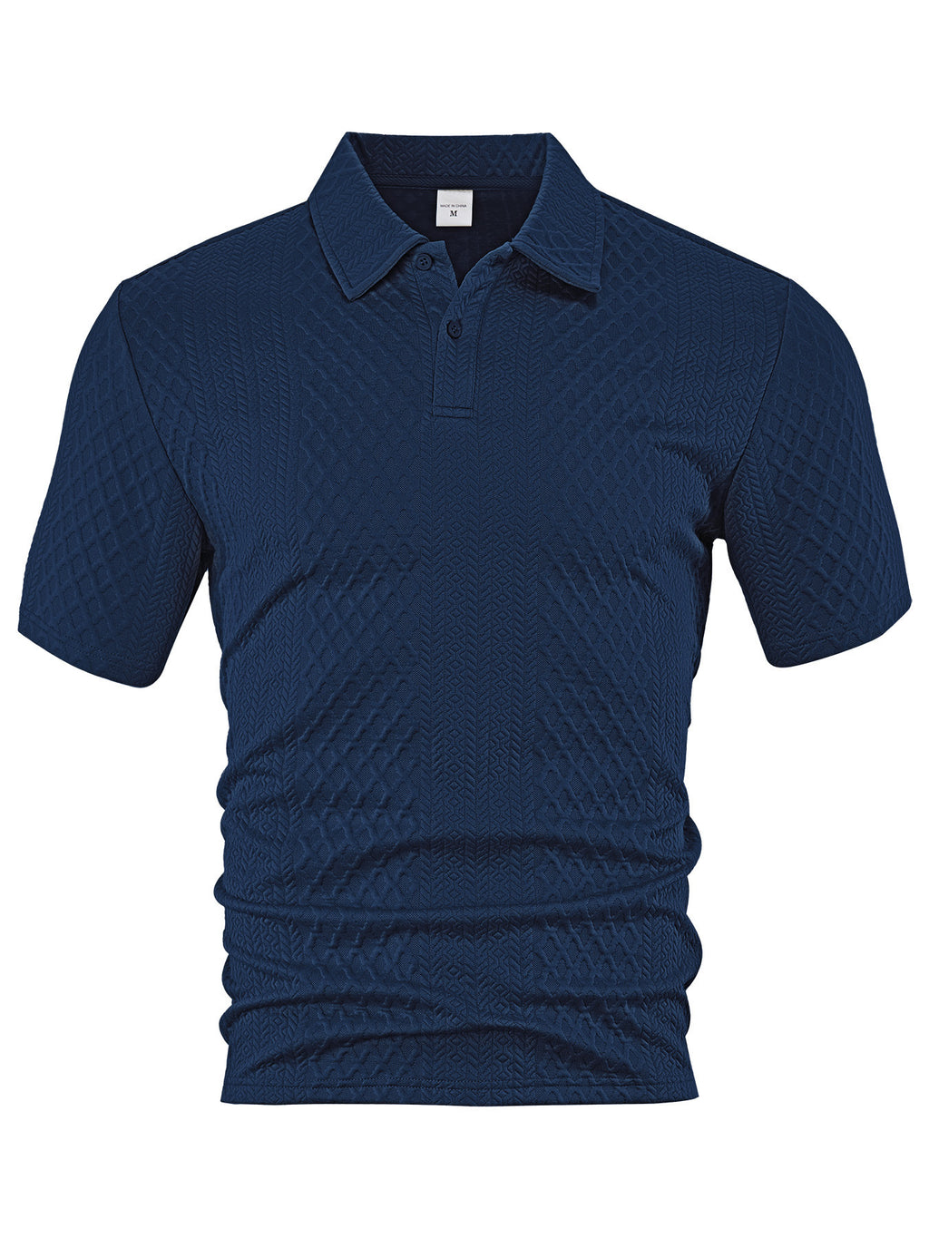 Men's Summer Thin Loose Respirant Solid Color Jacquard Tissu Lapel Short Sleeve Polo Shi