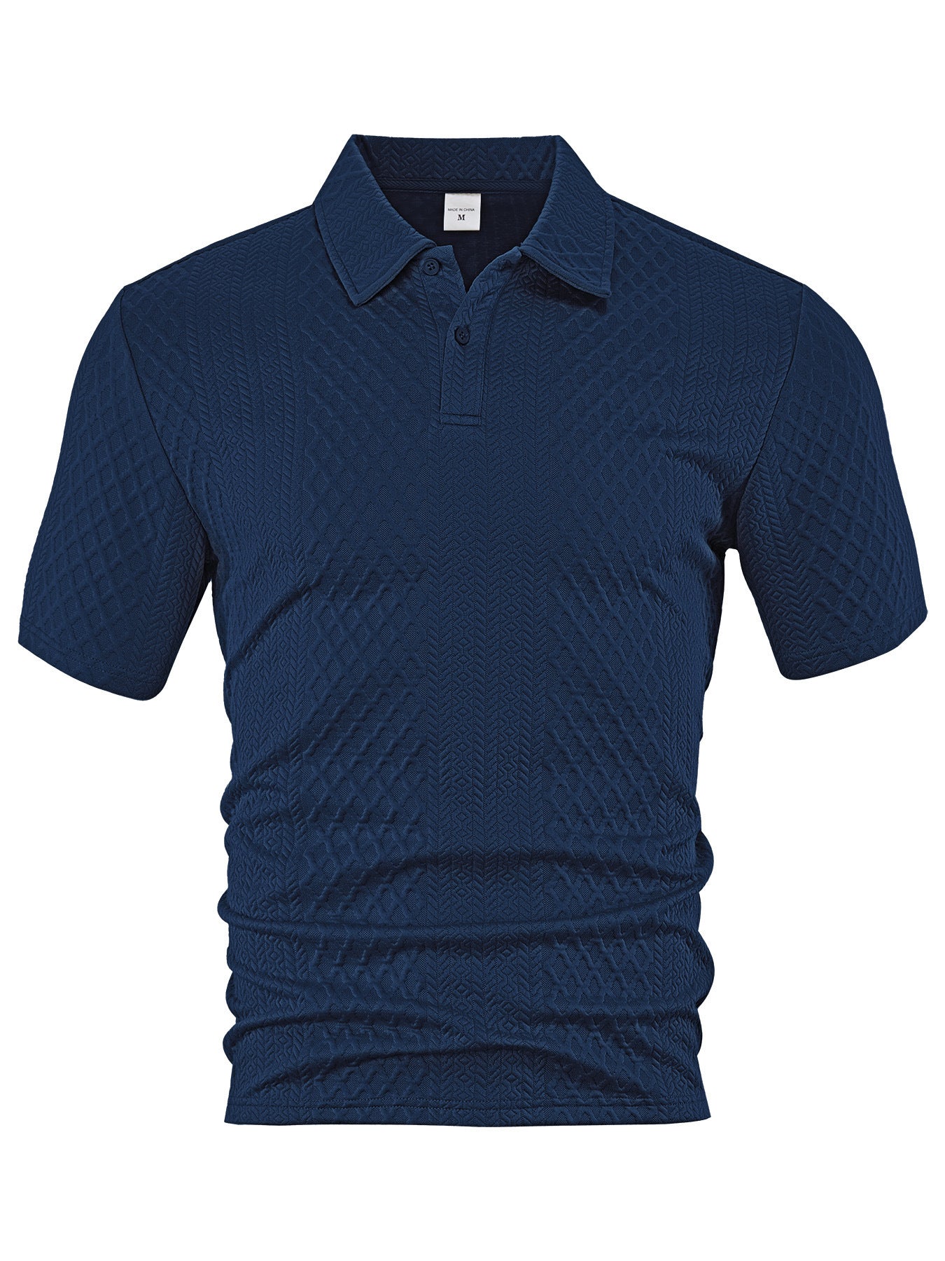 Men's Summer Thin Loose Respirant Solid Color Jacquard Tissu Lapel Short Sleeve Polo Shi