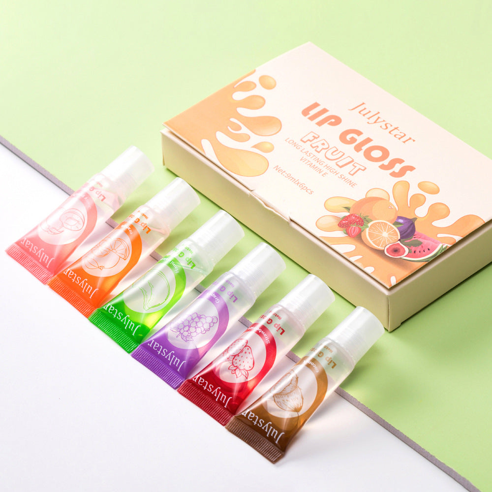 Vitamin E Flavored Fruit Clear Lip Oil Moisturizing 6-pack Hydrating and Moisturi