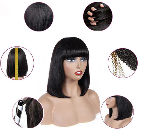 Cheveux humains Bob Wig Headgear Woven Top Coeur est naturel et réaliste