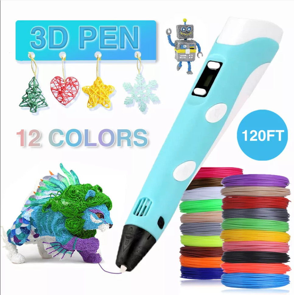 Jeu de stylo d'impression 3D Doodle PLA Filament Imprimante Dessin 12 Couleurs Cadeau enfants Royaume-Uni