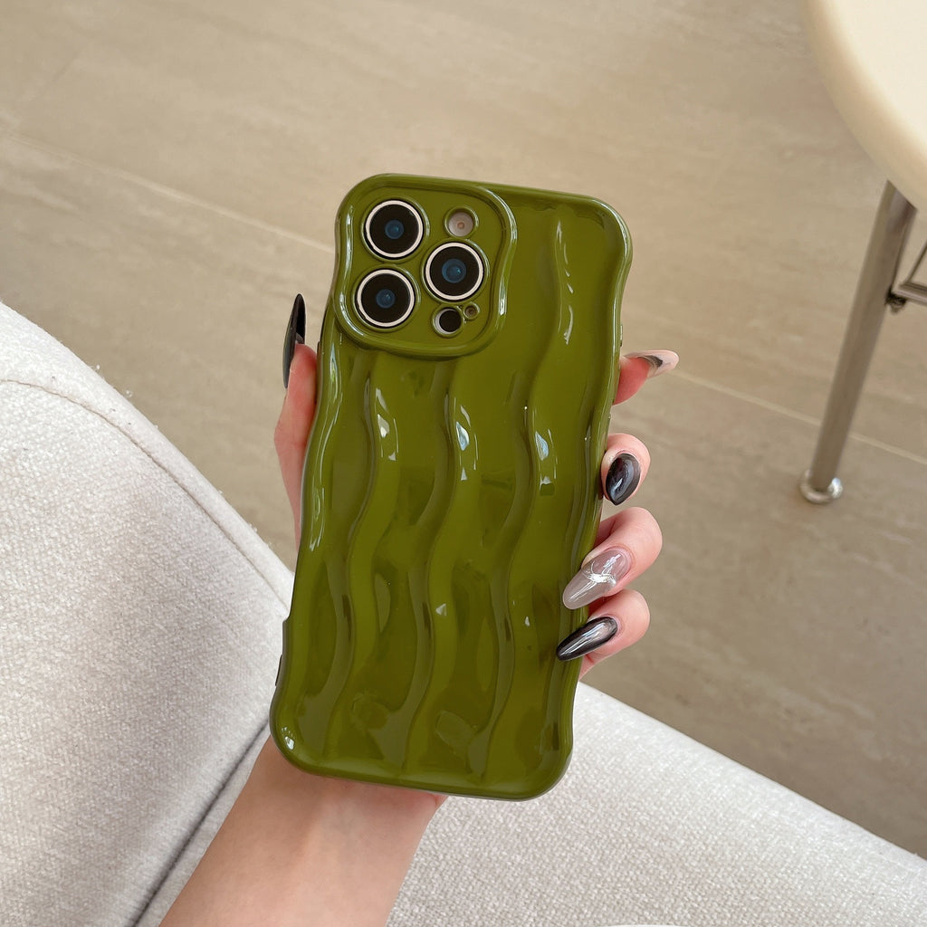 Applicable Electroplating 3-dimensional Wave Stripe Phone Case Protection anti-goutte