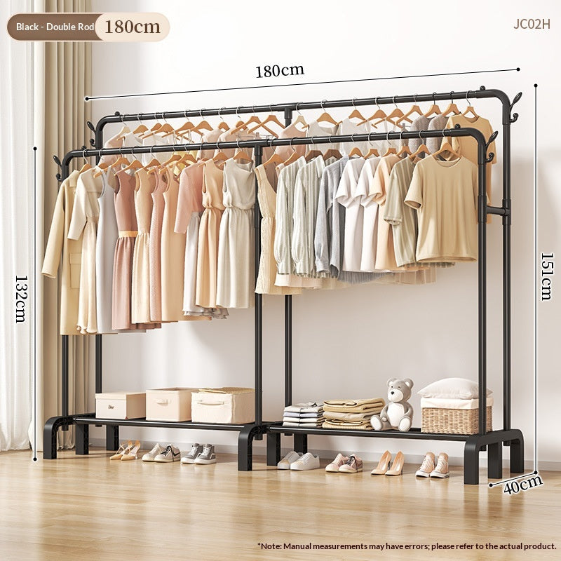 180 Noir - Double Pole Double Row-upgraded et allongéFloor Standing Clothes Hanger