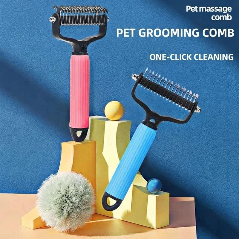 Peigne de cheveux pour animaux de compagnie - Grand brevet bleu-1