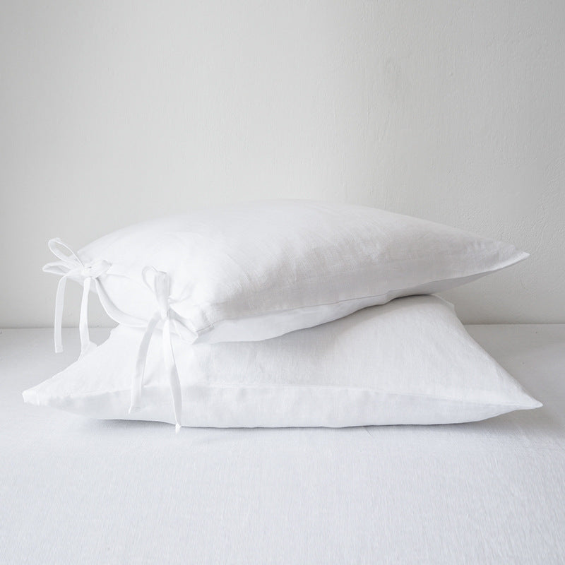 Linen Pillow with Tie Straps Spring/Summer Solid Color