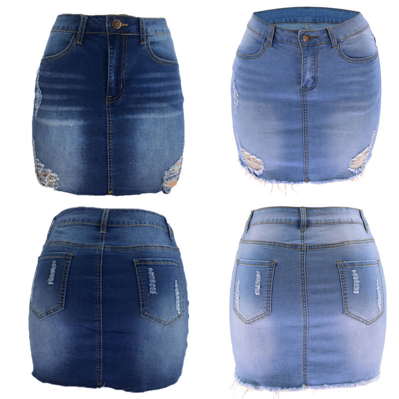 Femmes Ripped Low-rise Body-hugging Loose-fitting Large-leg Jupe
