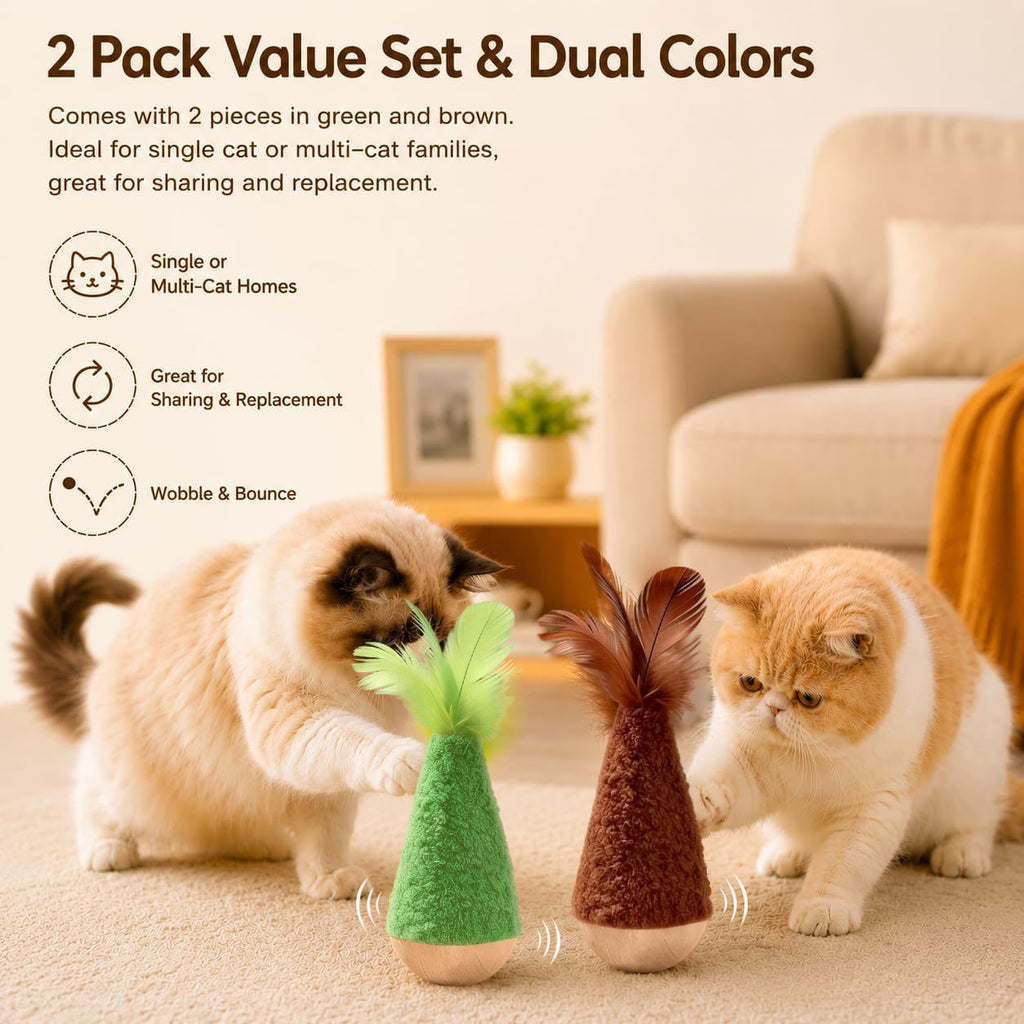 2-Pack Interactive Wobble Cat Toy avec plume