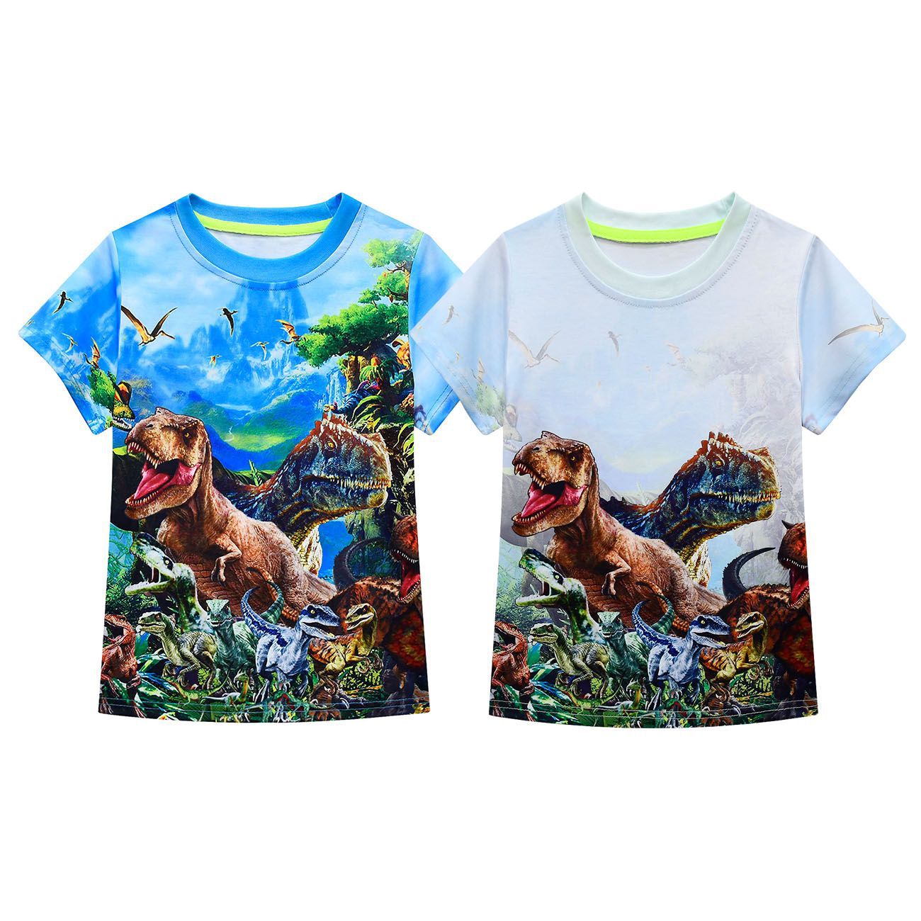 Enfants et adolescents Dinosaure World Cartoon Boy T-shirt manches courtes