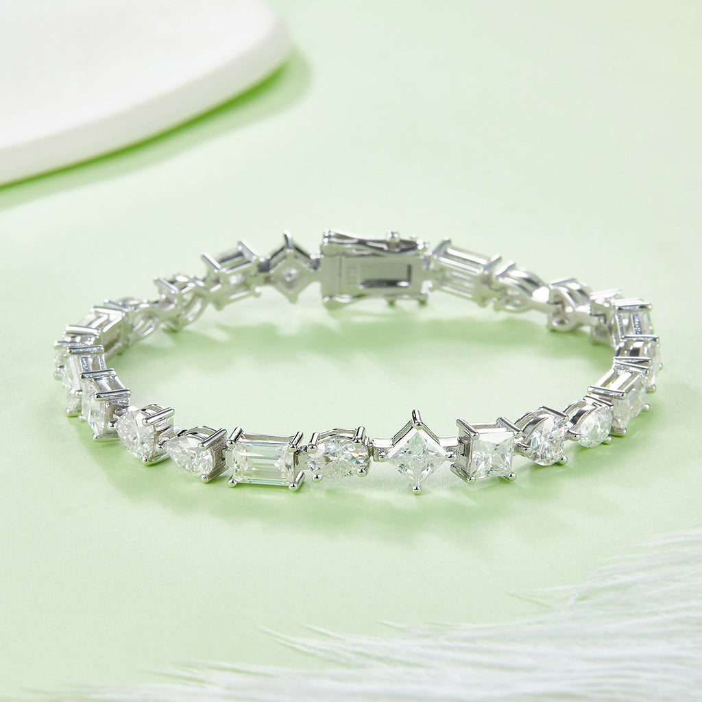 S925 Argent Sterling Coupe Mixte Moissanite Bracelet de Tennis D Couleur VVS1 GRA certifié 16-18