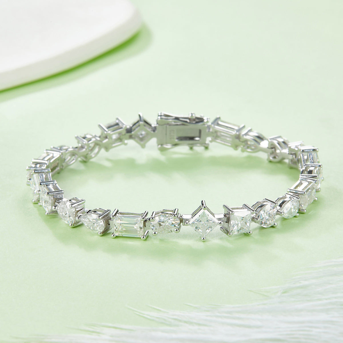 S925 Argent Sterling Coupe Mixte Moissanite Bracelet de Tennis D Couleur VVS1 GRA certifié 16-18