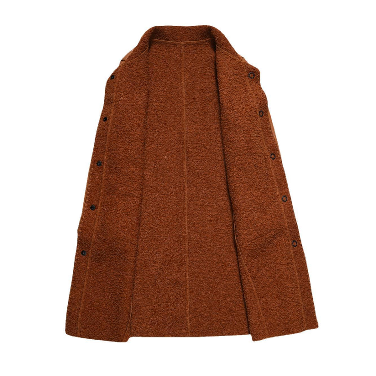 Women's Mid-Length Brown Leather Trench Coat with Fur Trim