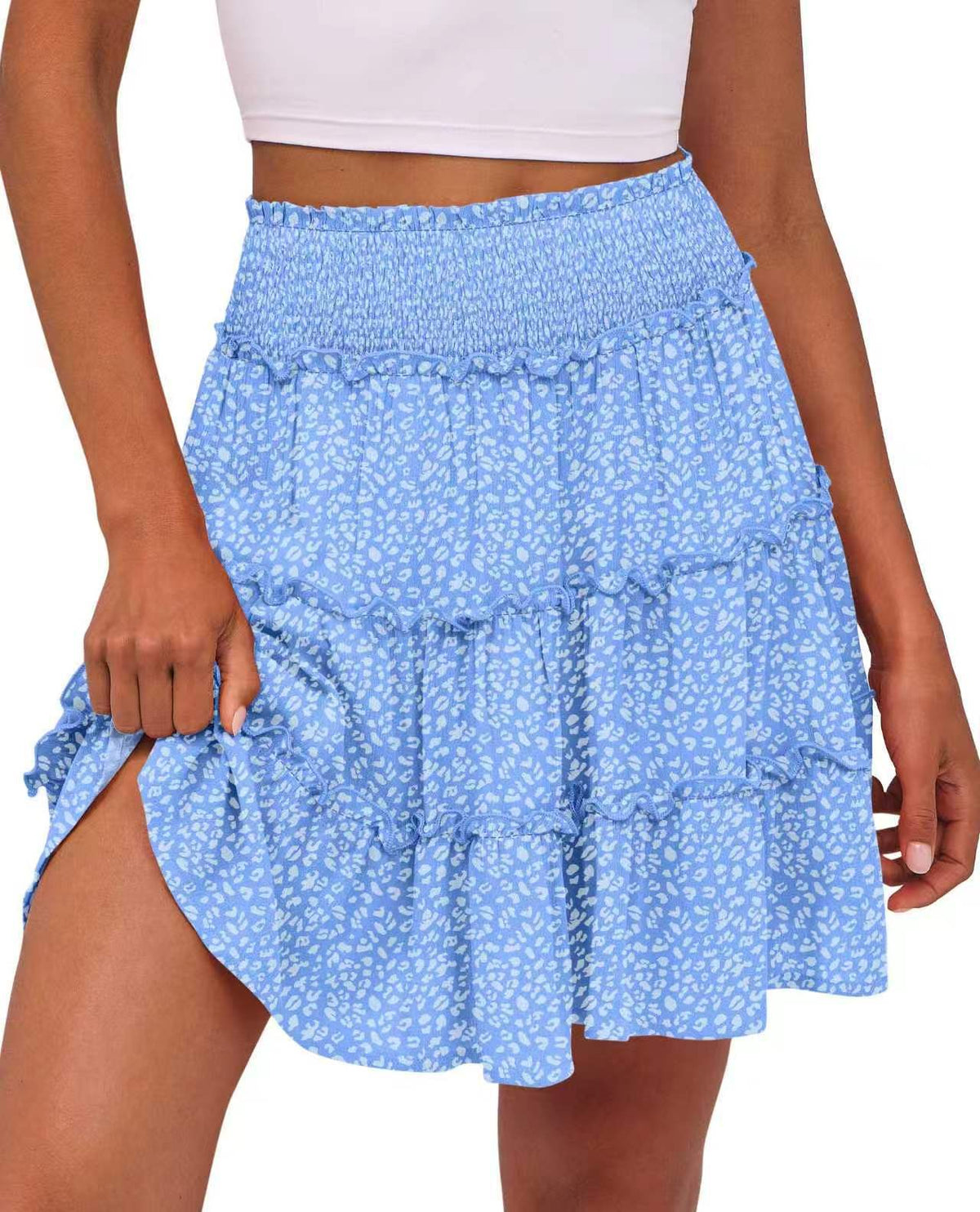 Femmes Casual High-Wisted Ruffled Multi-couche Mini Jupe